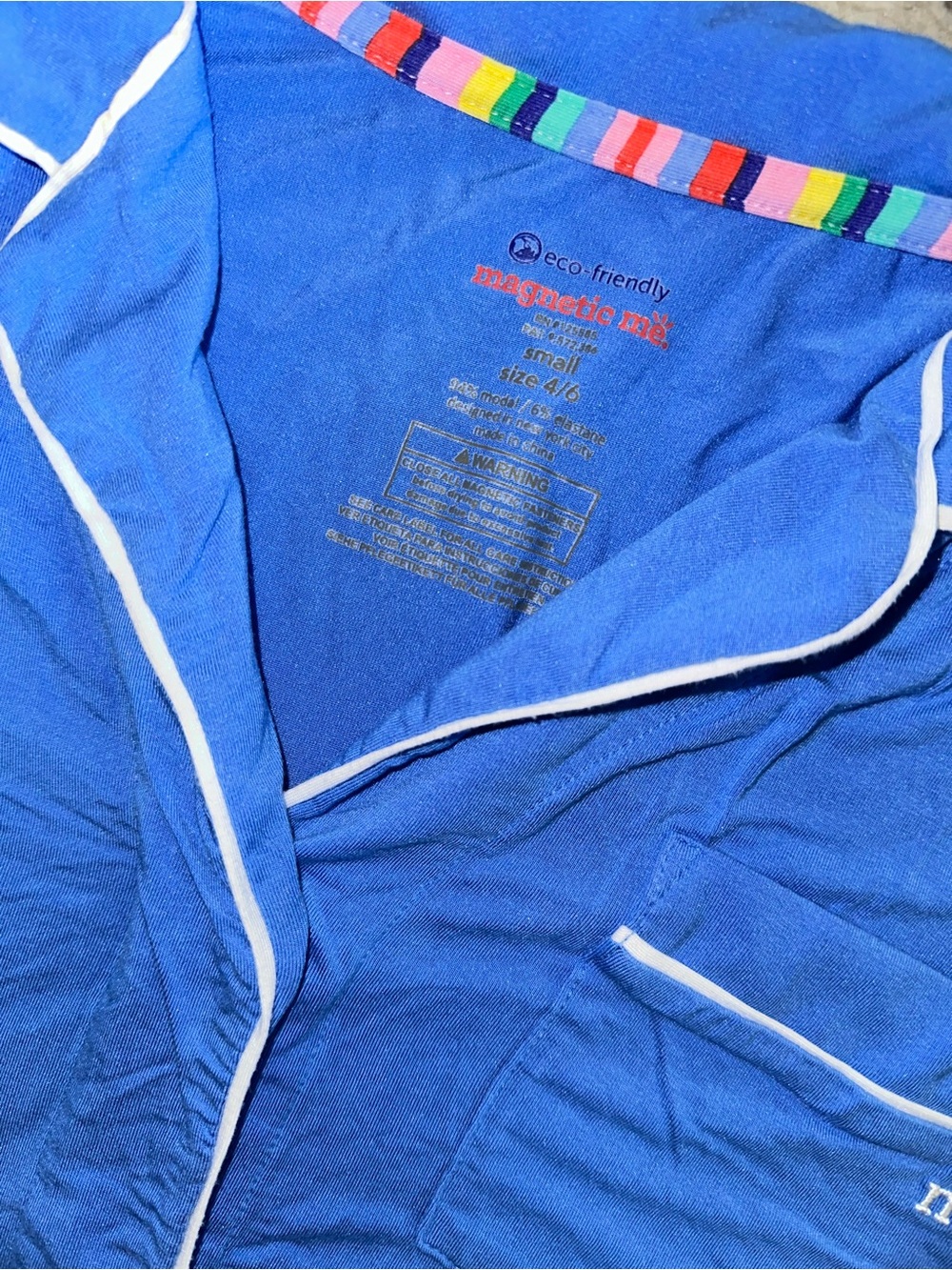 Magnetic Me Blue Pajama Top with White Piping - Picture 2 of 2